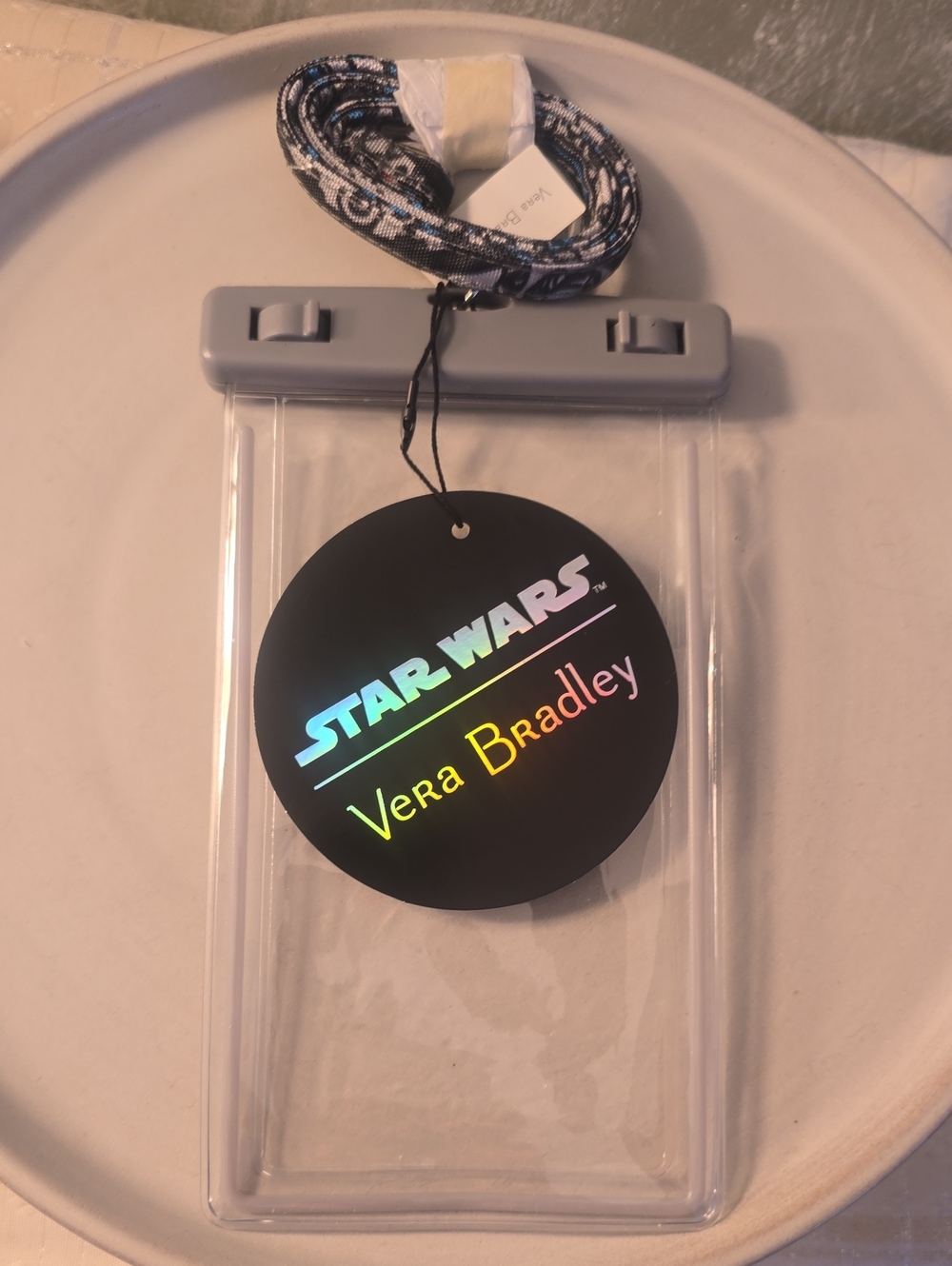 Vera Bradley Star Wars Clear Waterproof Phone Pouch With Lanyard- Gray New